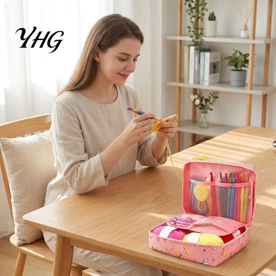 Portable Yarn Projects for Travel 59Pcs/Set Crochet Tools Kit, Ergonomic Hooks Accessories Set Craft Storage Case with Bag, Complete Tool Kit