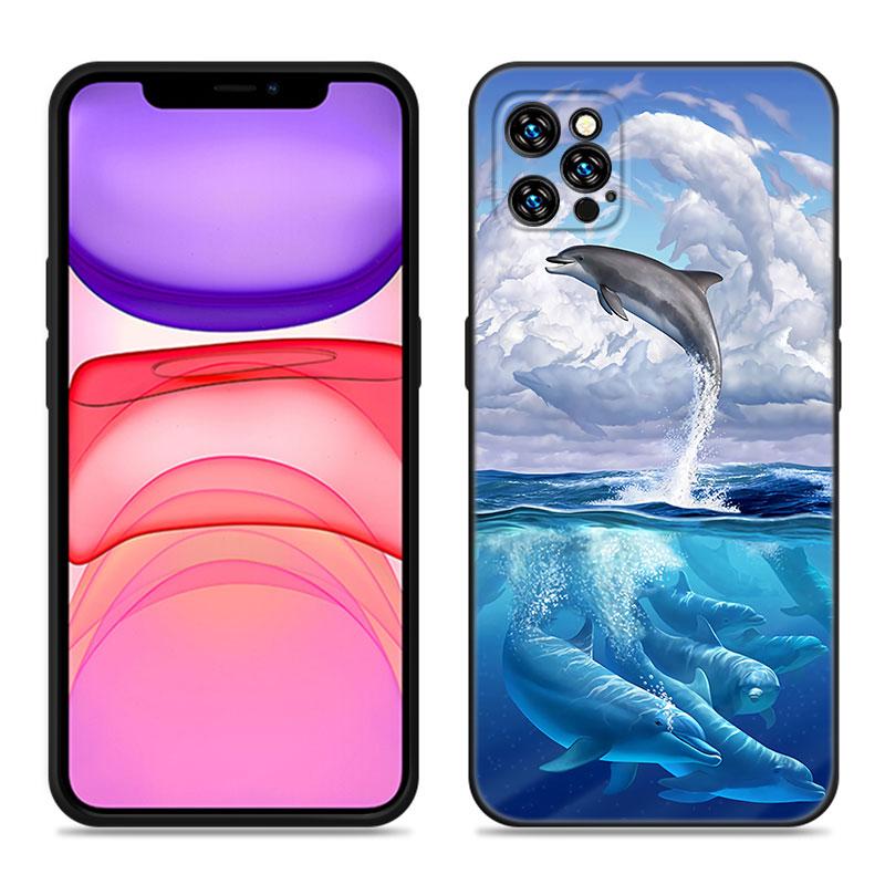 Marine Dolphin Phone Case For iPhone Samsung Galaxy Redmi Xiaomi Oppo OnePlus Note S A 7 8 9 10 11 12 13 14 20 21 22 23 53 54 Pro Max Ultra TPU Soft