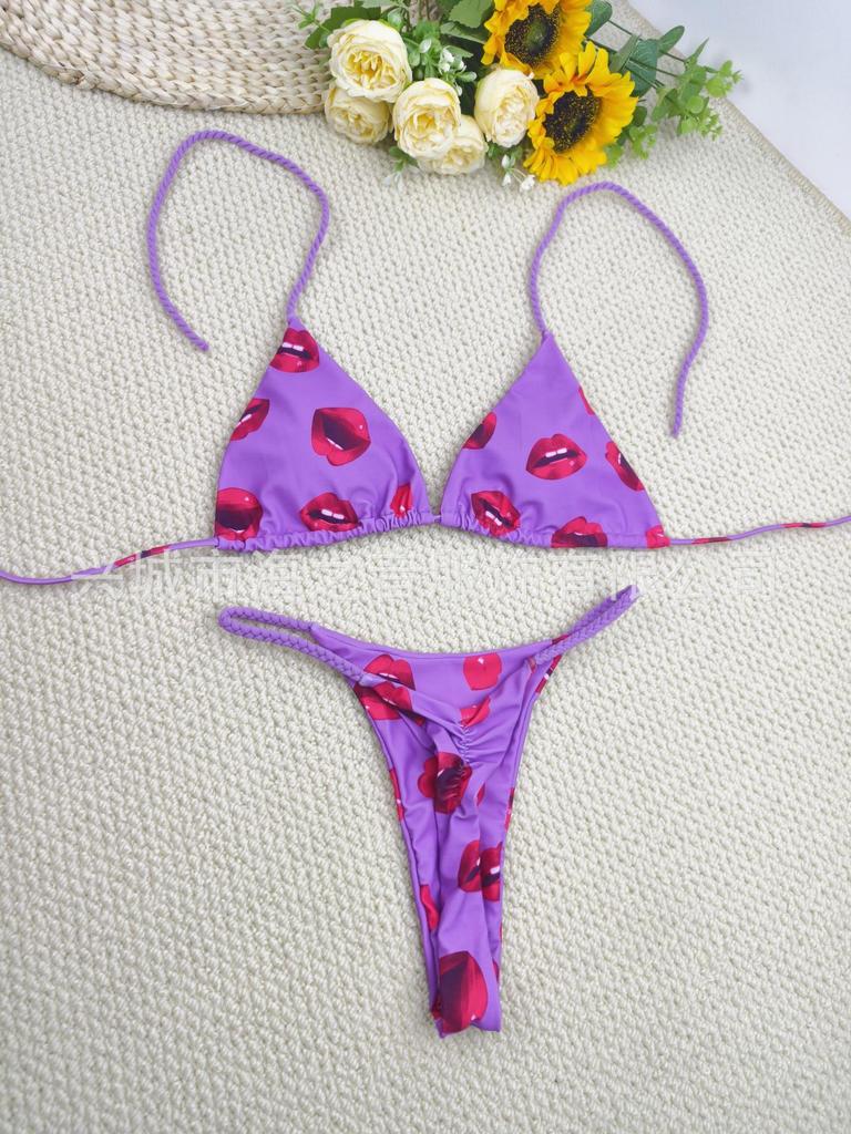 Европейский и американский новый плетеный треугольный купальник-бикини