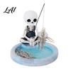 Magnetic Fishing Stationery Holder Skeleton Paperclip Holder Funny Skull Office Supplies Organizer Desktop with Storage Tray Resin Decor for