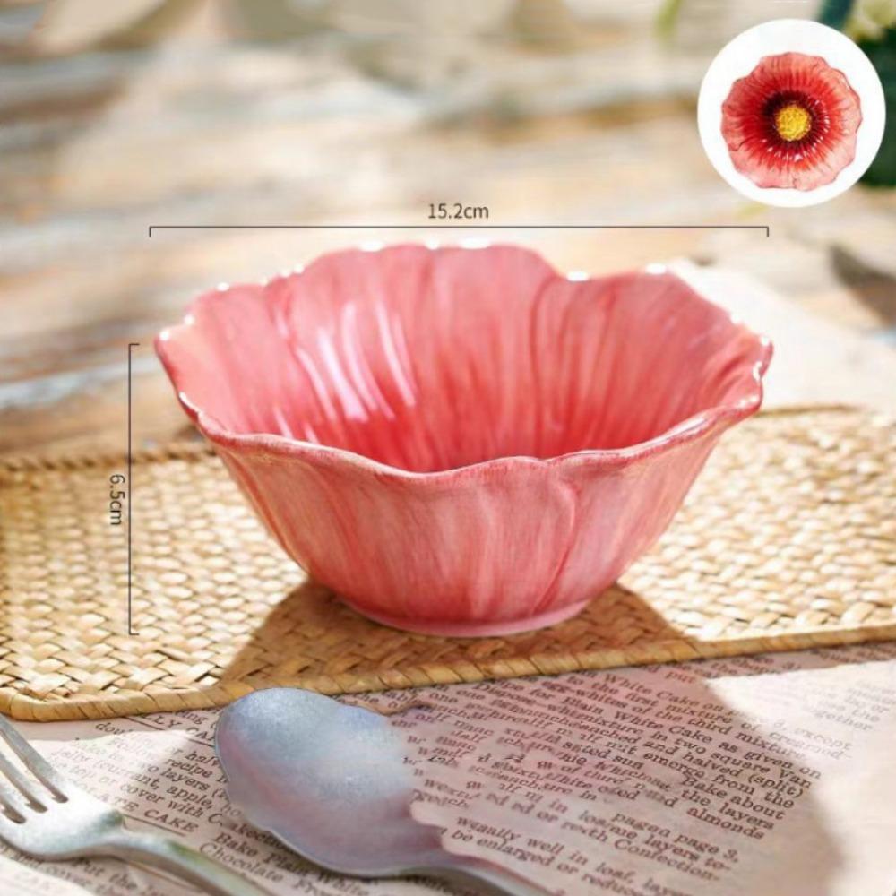 Household Ceramic Flower Plate Light Luxury Decorative Bowl Pastry Dish Soup Bowls Western Food