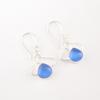 Dark Blue Cat's Eye Gemstone 925 Stamped Silver Jewelry Handmade Earrings 1.50" EE-2-46