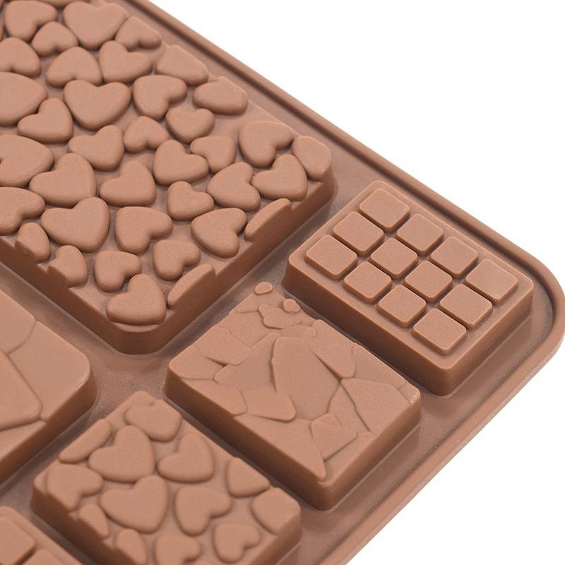 Формы для шоколада Прямоугольная форма для шоколадных плиток Форма для конфет Десерт Вафли Сердце для шоколада Силиконовая форма для выпечки Форма для расплавления воска