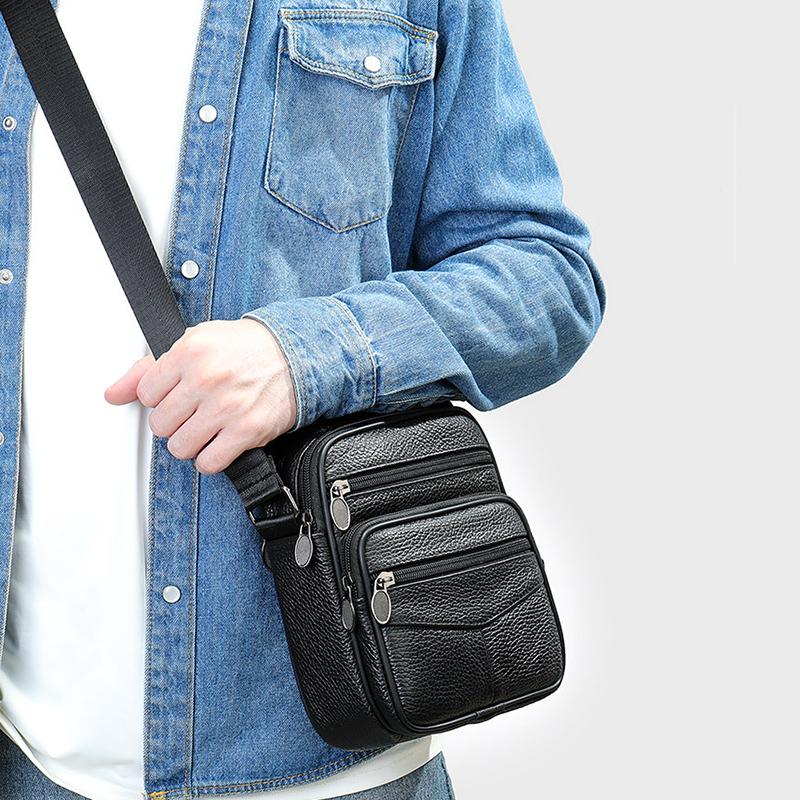 Новая вертикальная мужская сумка через плечо из натуральной кожи, повседневная сумка через плечо из натуральной кожи, регулируемая сумка через плечо для деловых поездок и поездок на работу из кожи