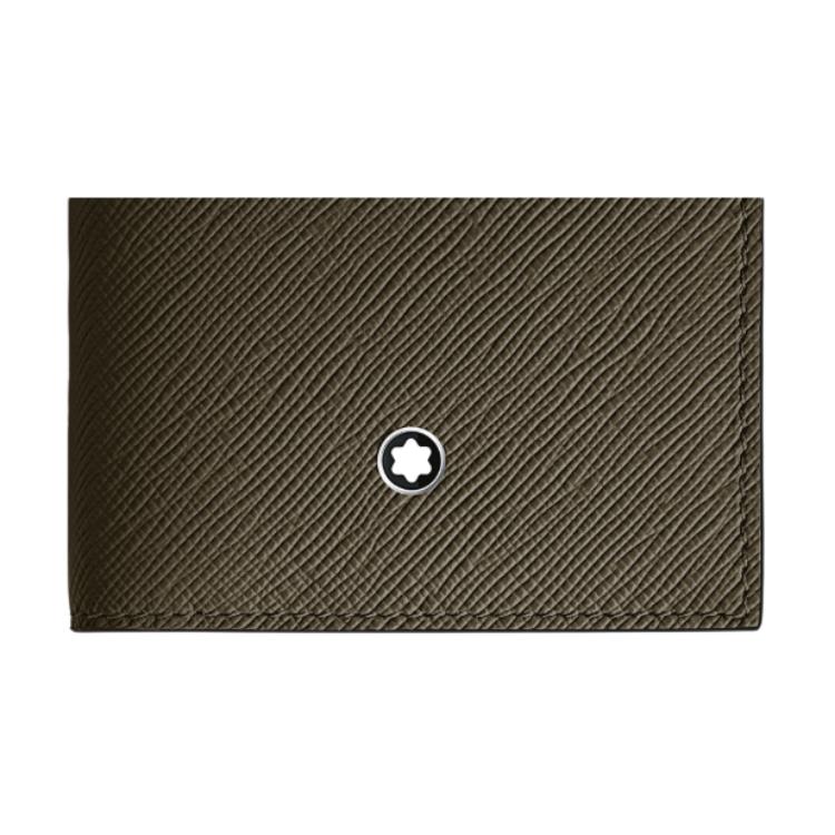 Montblanc Meisterstück Hexagonal White Star Logo Leather Card Holder Men Card Holder Khaki MB221346