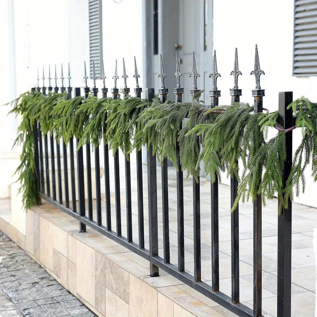 1pc Real Touch Norfolk Pine Garland with Green Vine - Lifelike Artificial Greenery for Easter Christmas Table Mantle Wall Decor