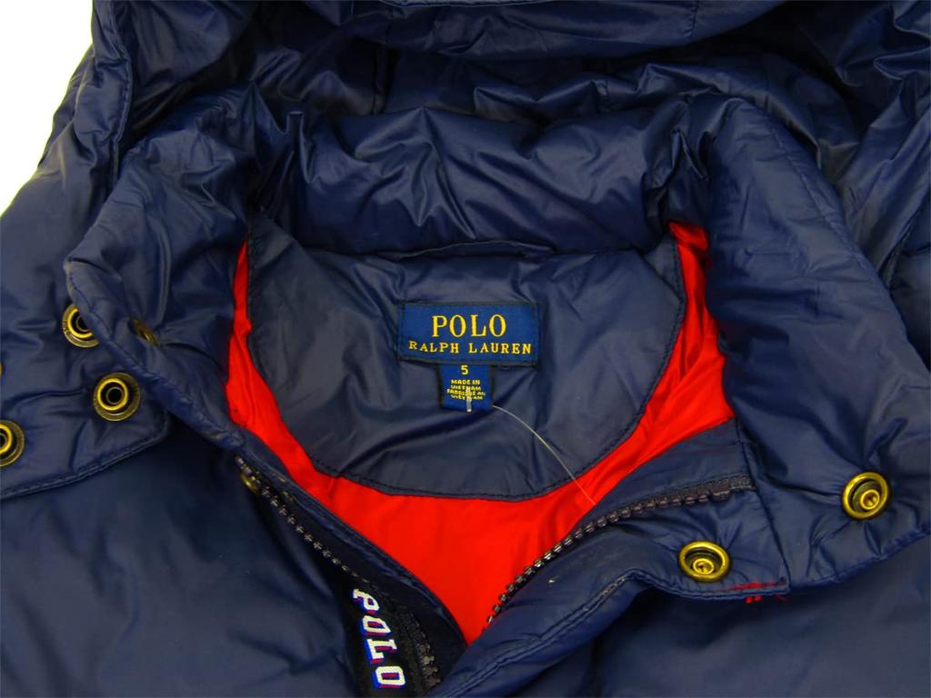 POLO RALPH LAUREN Logo Tape Pony Embroidered Down Boys' Jacket/Park, 0101907-4-NAVY [Used]