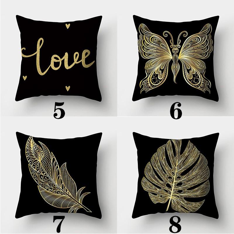Black Gold Pattern Pillowcase Square Sofa Pillowcase Creative Pattern Cushion Cover