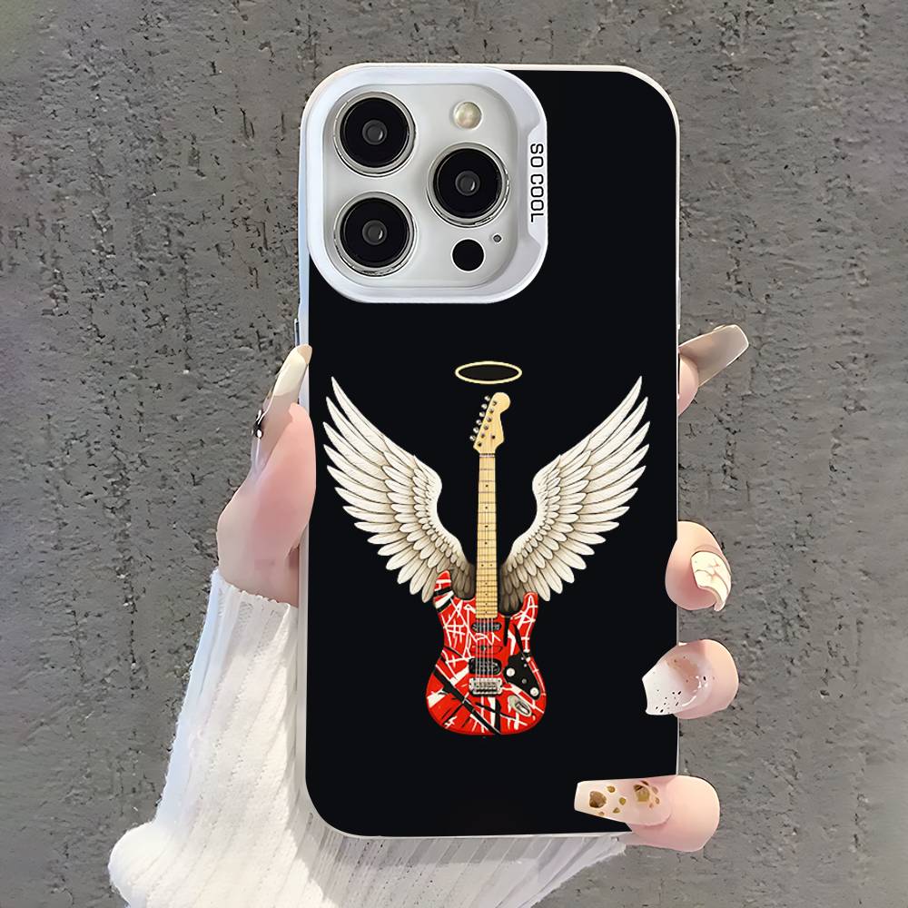 Чехол для телефона E-Eddie Van H-Halen для iPhone 17,16,15,14,13,12,11,Pro,XS,Max,Plus,Mini,SE Белый Конфетный Матовый Ударопрочный Чехол