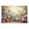 Flower Butterfly Photography Backdrop Purple Pink Yellow Rose Plant Party Wall Background Decoration Fond Photo Studio Photozone