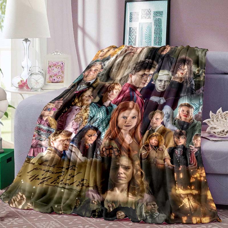 Harry Potter Print Blanket Warm Comfortable Flannel Blanket for Bedrooms, Sofas, Beds, Chairs, Picnics, Travel -LXR34