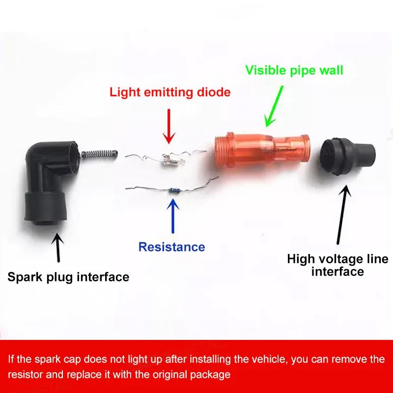 Motorcycle Flash Spark Plug Cap Flash Spark Plug High-Voltage Cap for Motorcycle Tricycle Multi Colour Modified Accessories