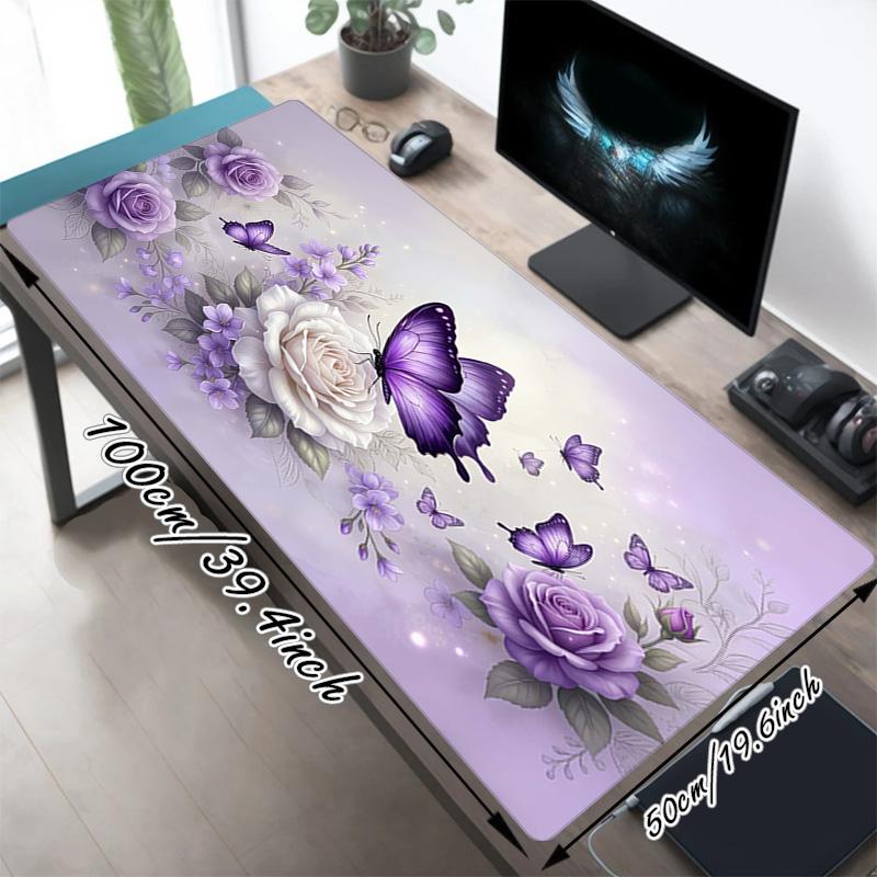 Butterfly Garden Xl Gaming Mouse Pad Nonslip Rubber Base Stitched Edge Waterproof Desk Mat For Pc Laptop Gamer Office Computer Accessories C927142