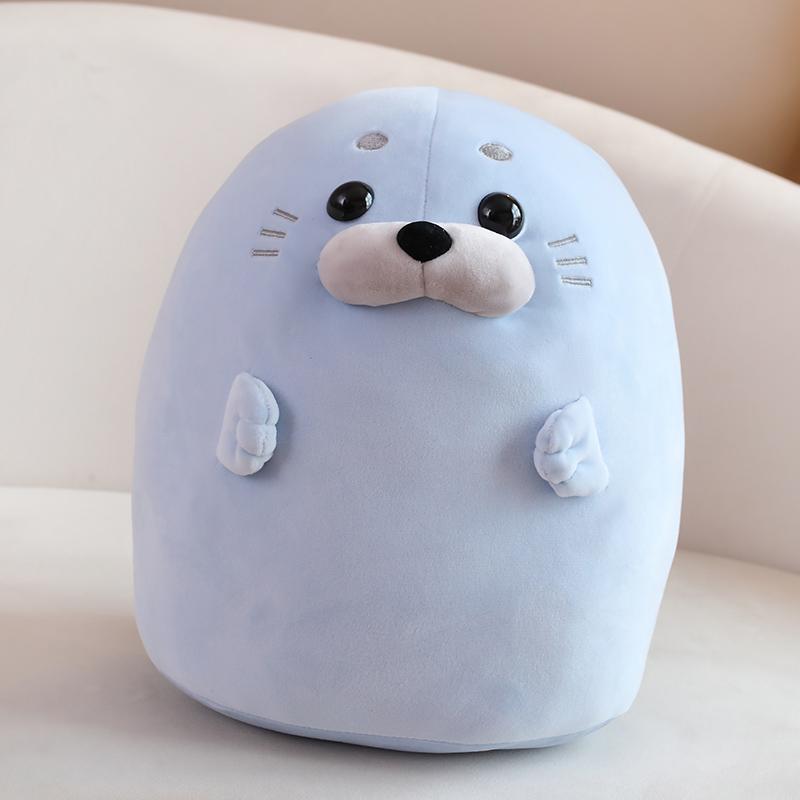 Furry Plush Seal Plush Toy Stuffed Down Cotton Fat Round Animal Sea Lion Doll Sleep Pillow Cushion Gifts