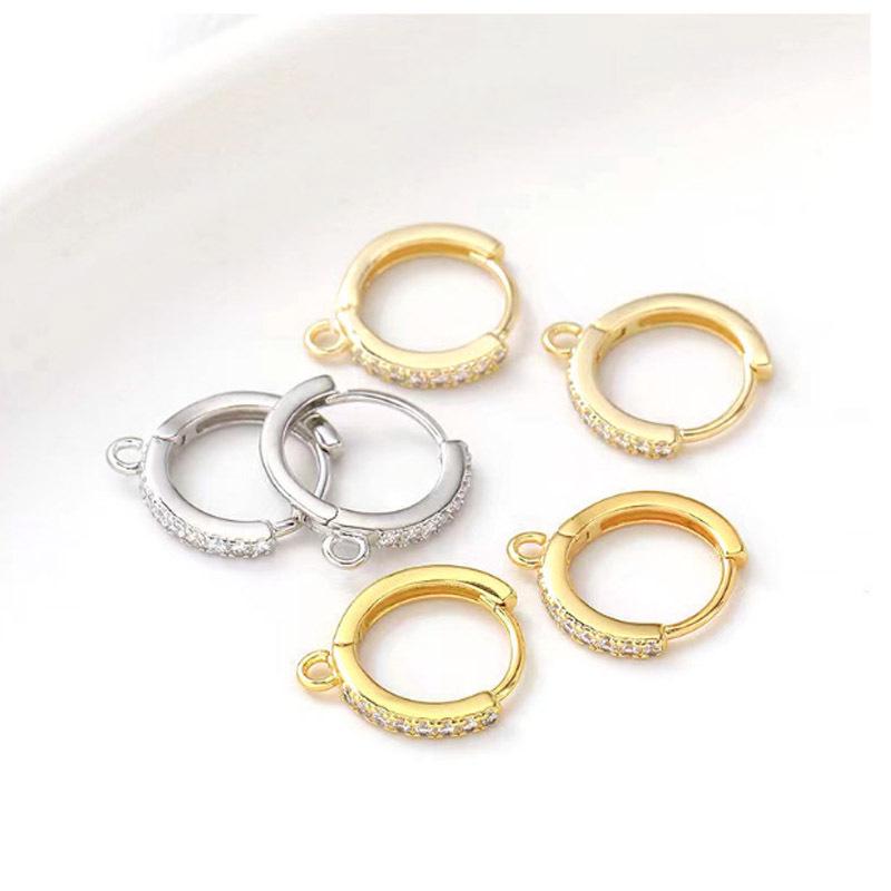 Zircon Circle Earrings: Hoop, Stud, Clip, and Hook Jewelry Making Accessories