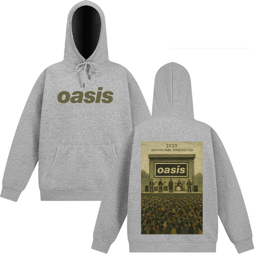 Oasis At Heaton Park Винтажные графические худи Мужские Женские Спортивная одежда Зимние Оверсайз Флис Харадзюку Повседневный Пуловер