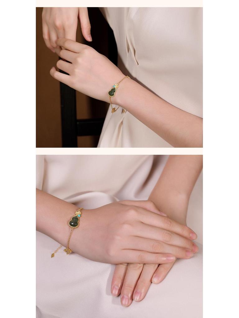 Браслет-кисточка из имитации нефрита Хэтянь, зеленого цвета, в ретро китайском стиле, с ювелирными изделиями в виде благоприятных облаков для женщин