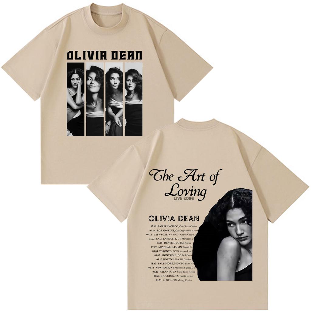 Olivia Dean Art Of Loving 2026 Tour Print Tshirt Unisex Unisex Hiphop Tshirts Summer Loose Casual Cotton Fashion Vintage Tshirts