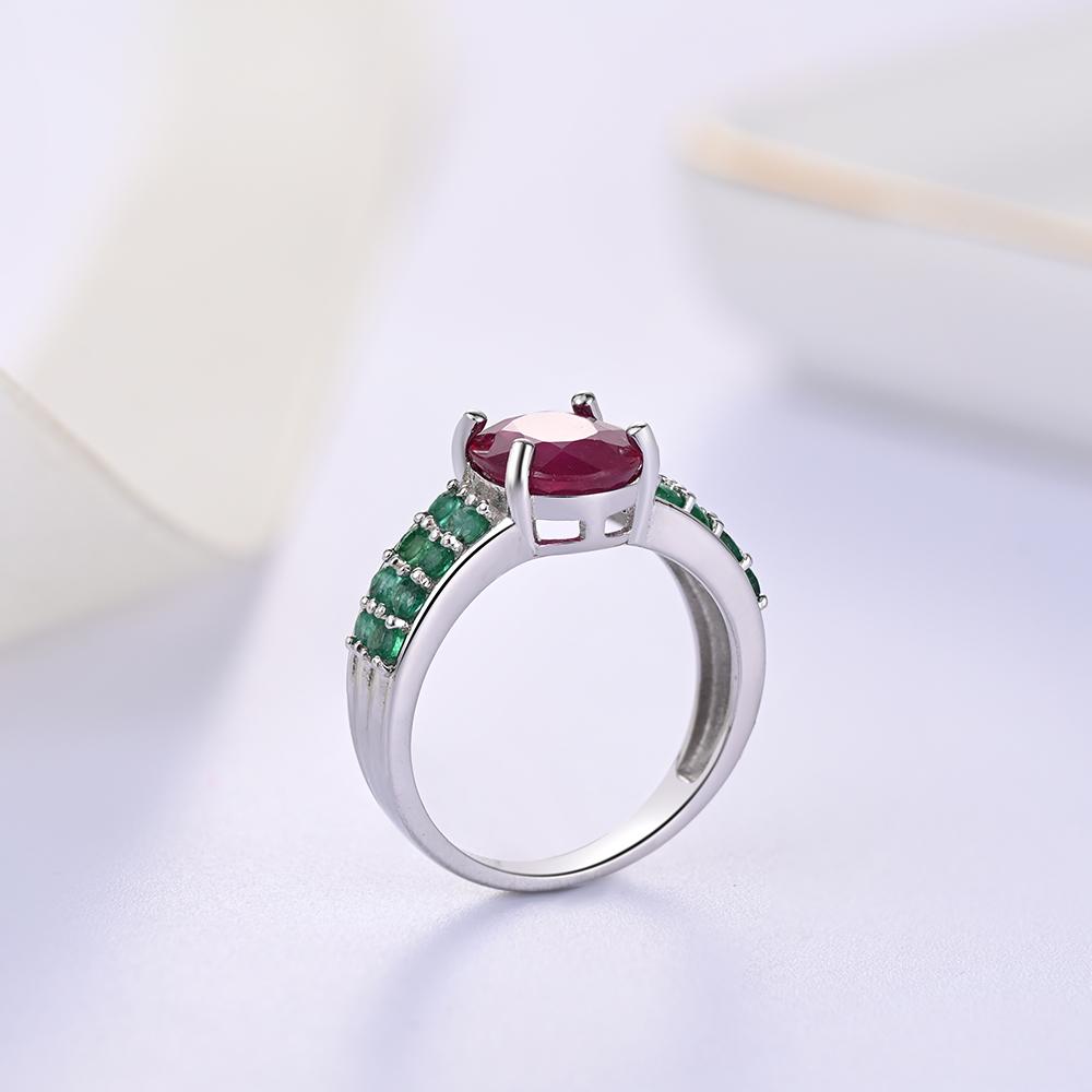 Beautiful Precious Natural Rubies Paired with Green Emerald Rings Luxury Weddings & Anniversaries Gift for Women