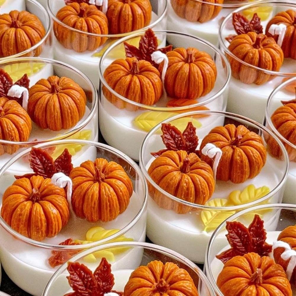 4Pcs/Set 3D Realistic Pumpkin Mold Halloween Theme Candle Making Mold For Epoxy Resin Art