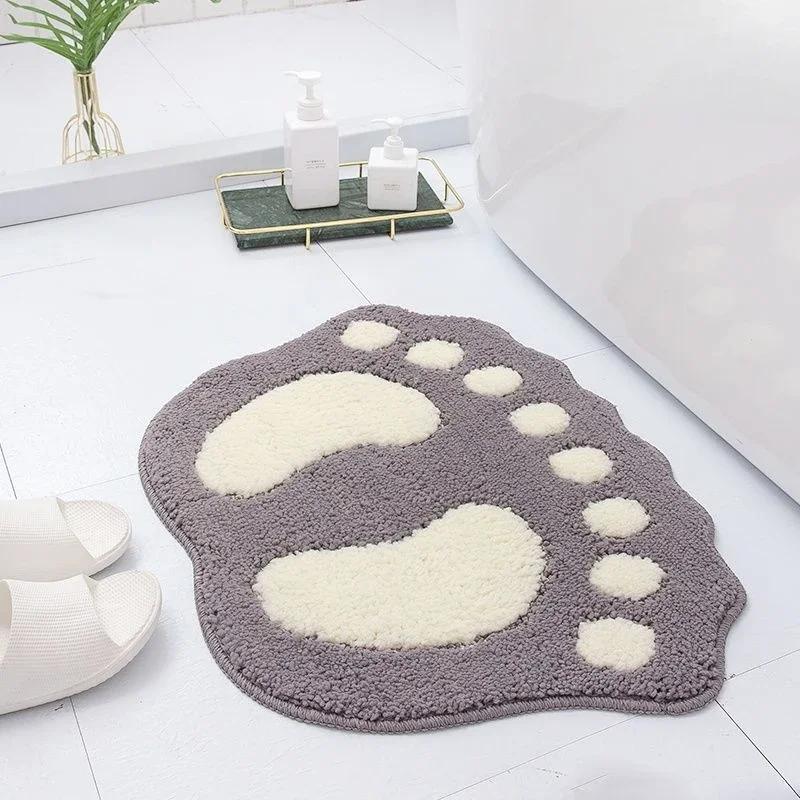 Cute Footprints Big Feet Bath Mats Pads Cartoon Style Toilet Non-slip Rug for Bathroom Carpet Floor Super Absorbent Mat Foot Rug