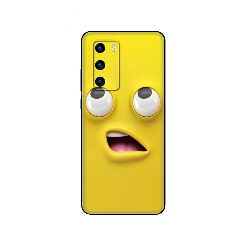 Black Tpu Case For Huawei P30 Lite P30 Pro P40 Case For Huawei P40 LITE E P Smart 2020 Case Cover Funny Face