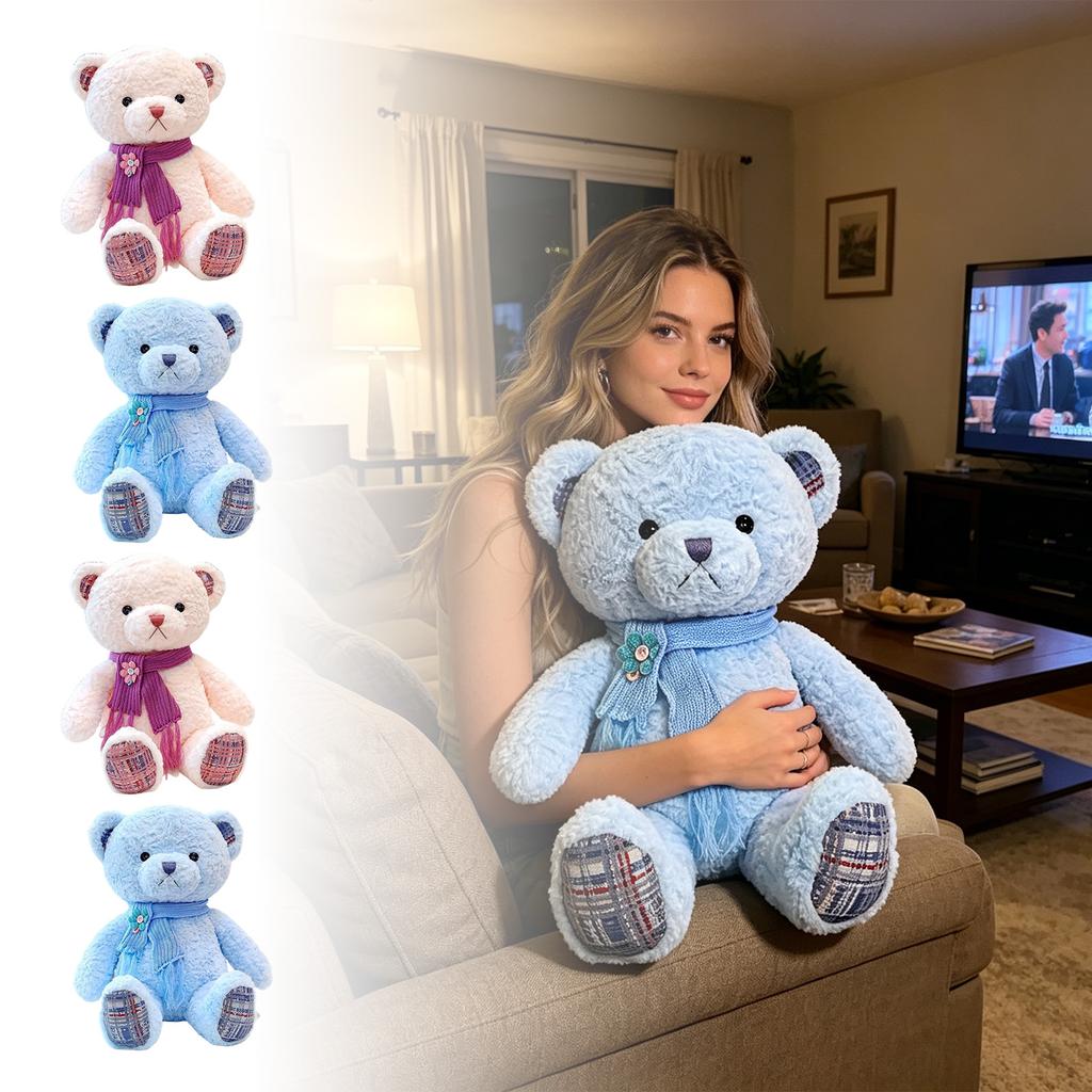 with Scarf Plush Toy, Soft Stuffed Animal for Kids Girls, Cuddle for Sleeping, Birthday Gift