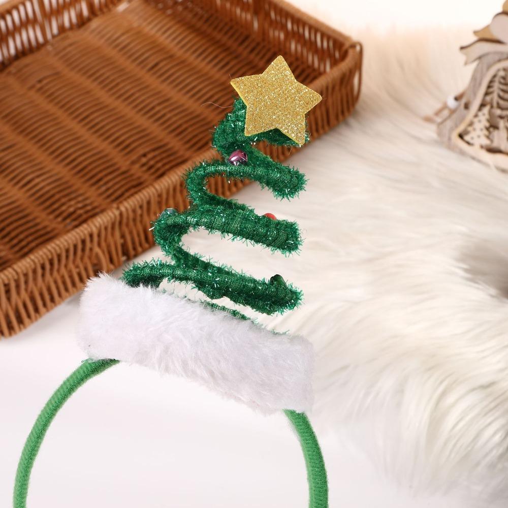2025 Spring Christmas Headband Fluffy Bells Christmas Tree Hair Hoop Happy New Year Hair Clip Children Headwear Noel Supplies