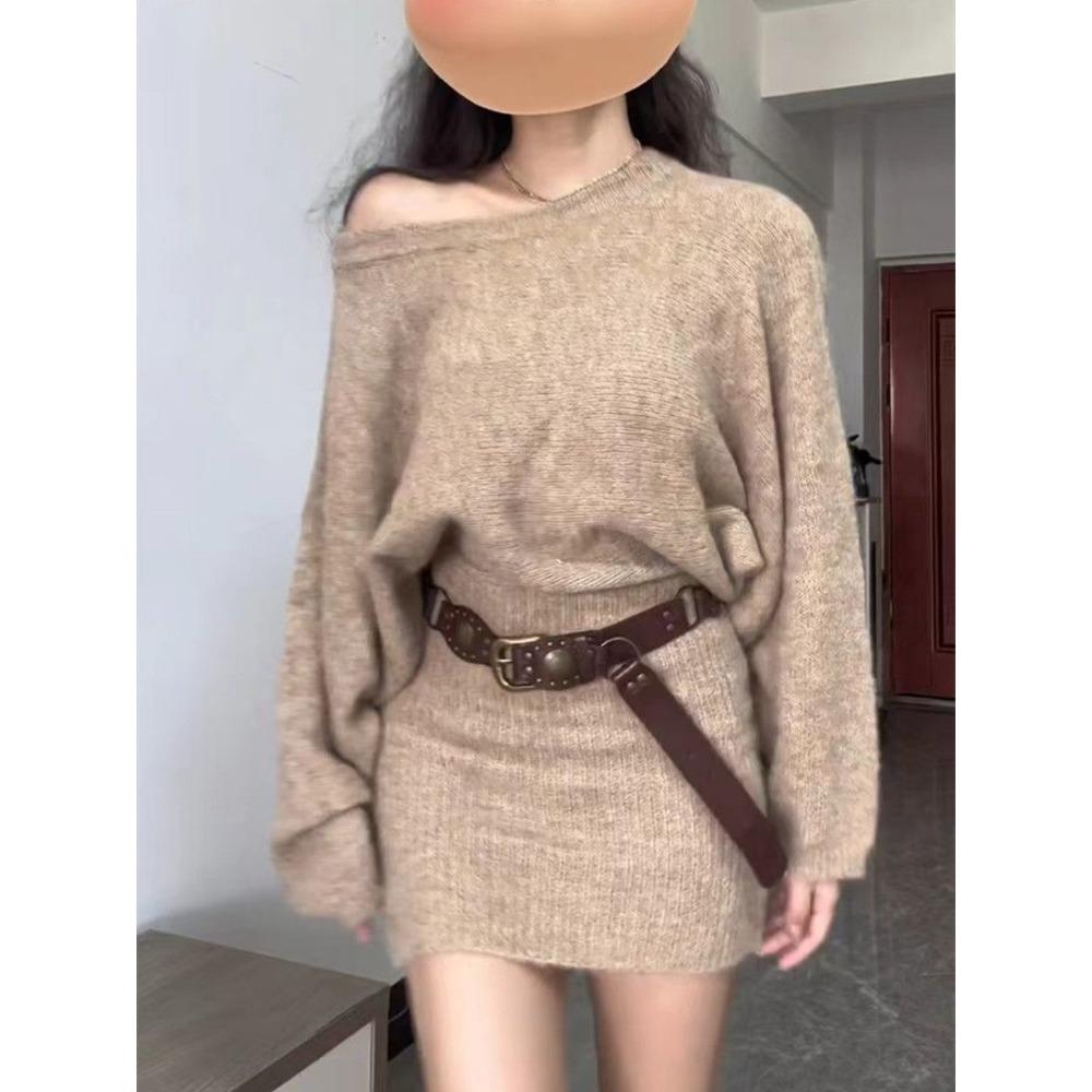 Осеннее женское трикотажное платье для взрослых с вырезом-лодочкой и открытыми плечами, с длинным рукавом, с высокой талией, облегающие мини-платья, вязаные платья