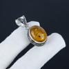 Dainty Baltic Amber Gemstone Silver Pendant In 925 Sterling Silver - Handmade Oval Design, Everyday Wear Jewelry Birthday Gift