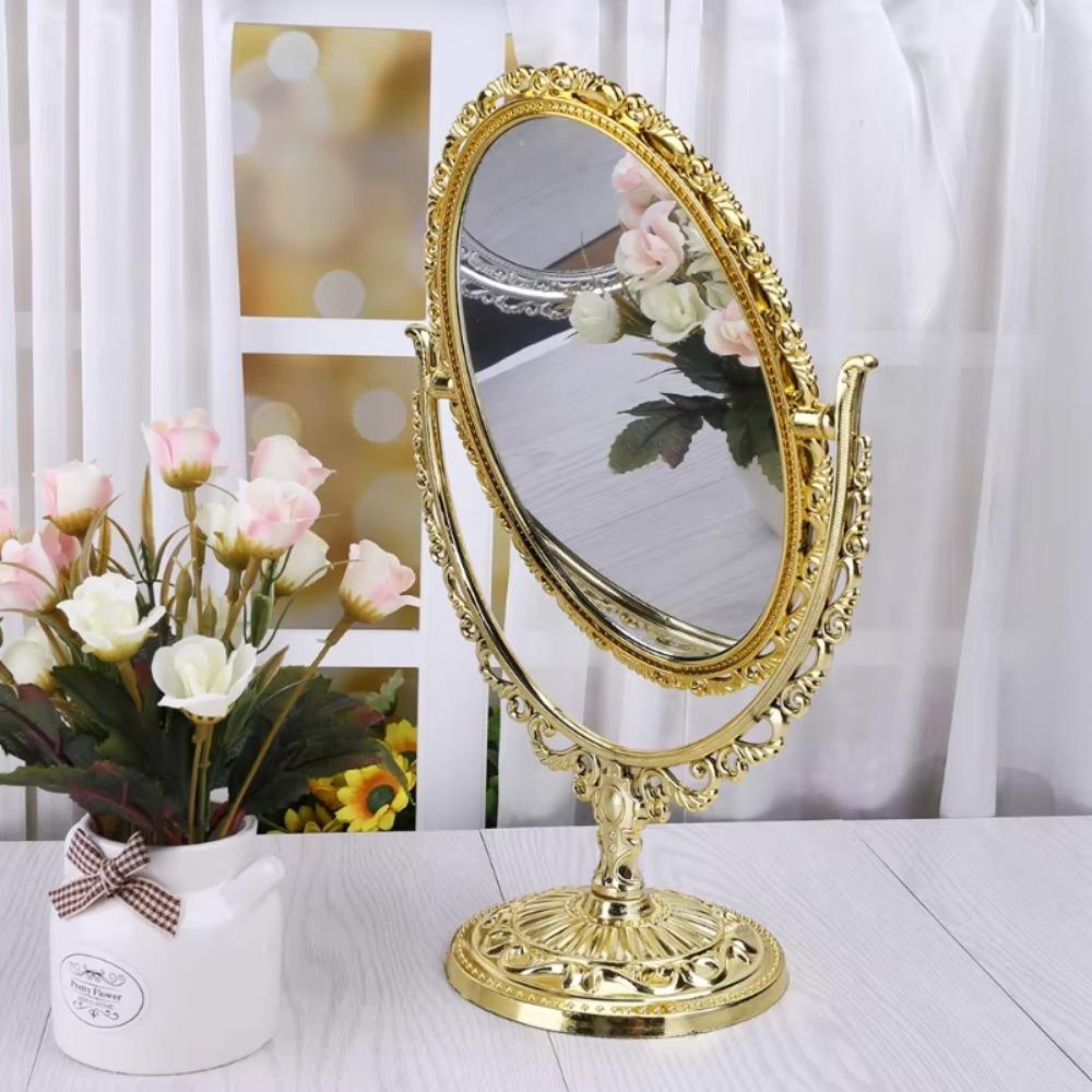 With Frame Rotation Makeup Mirror 360 Degree Rotation Vintage Cosmetic Mirror Bathroom