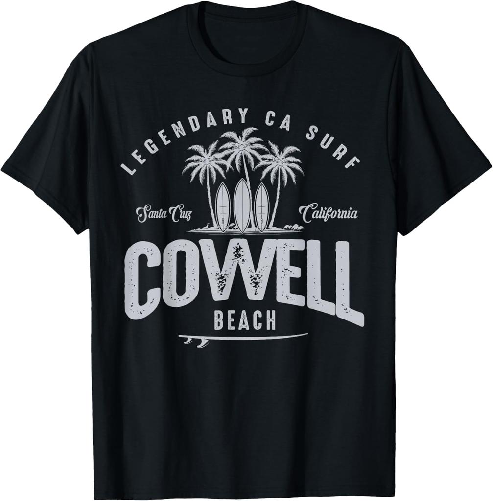 ТРИ ВИНТАЖНЫЕ СЕРФБОРДА И ПАЛЬМЫ - Футболка Cowell Beach