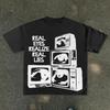 Unisex Tshirt Retro Old Tv Eyes Graphic Tee Crew Neck Short Sleeve Real Eyes Realize Real Lies Quote Punk Streetwear Top