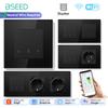 BSEED Wifi Умные Выключатели для Жалюзи Контроллер Света Поддержка Приложения Tuya Smart Плюс Обычные Евророзетки USBC Стеклянные Панели