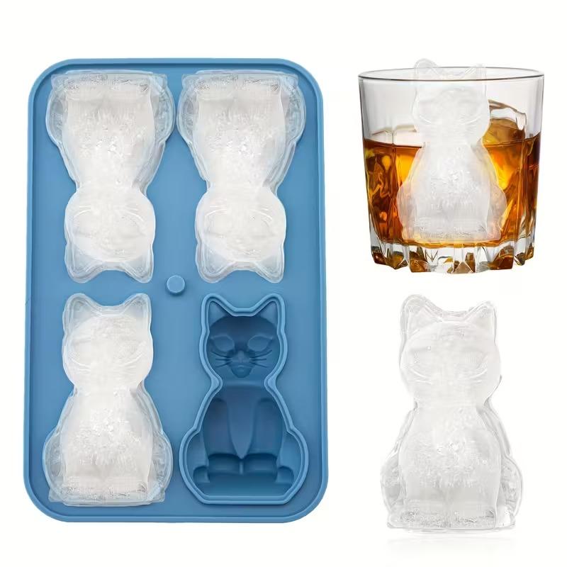 Silicone Ice Cube Mold Cat Shape Animal Design Ice Ball Mold for DIY Home Party Kitchen Cold Drinks Ice Maker