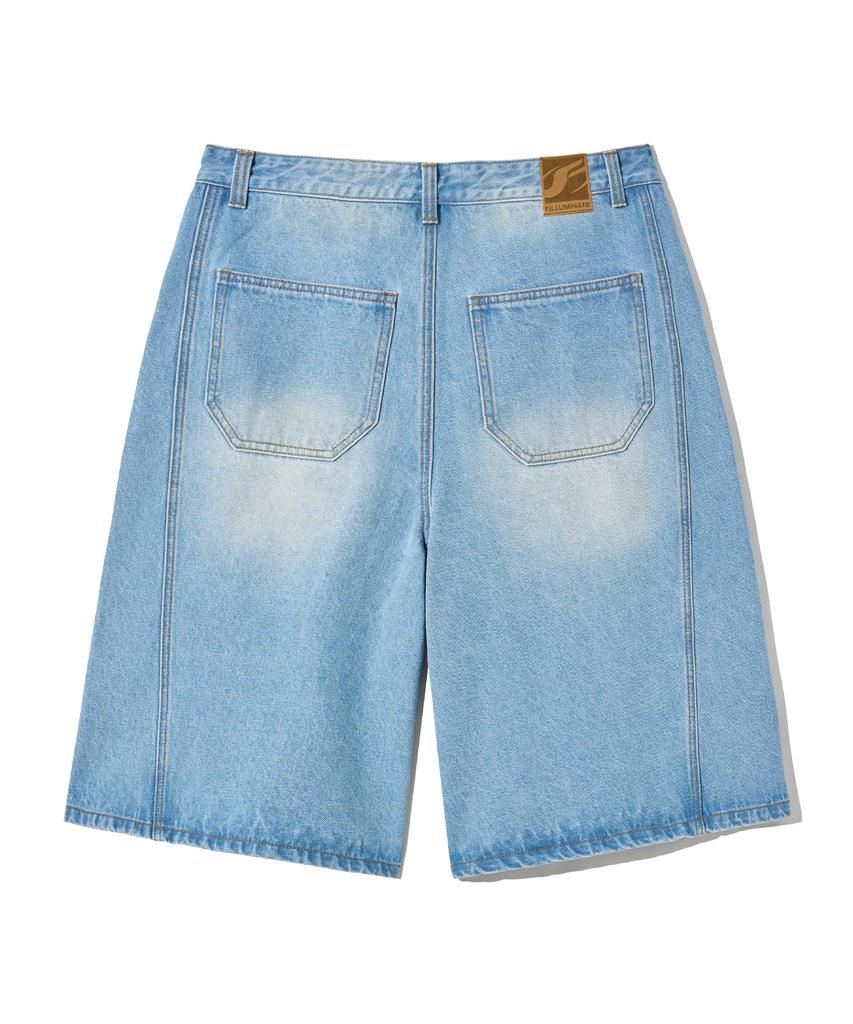 FILLUMINATE Side Curve Bermuda Denim Shorts - Light Blue