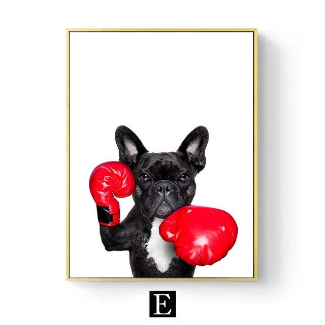 Забавные животные в наушниках, настенный художественный постер, милый кот, собака, печать на холсте, живопись, скандинавские детские украшения для детской комнаты, фотографии