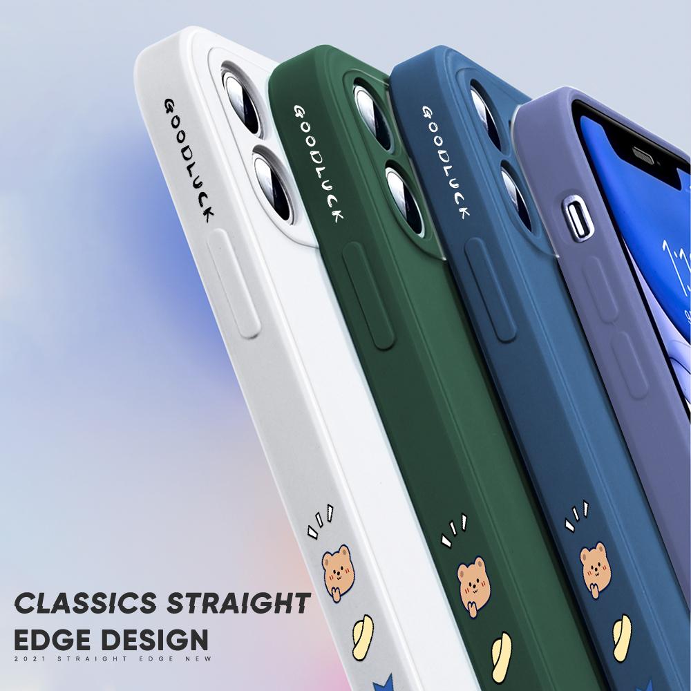 Прекрасный милый чехол для телефона с мультяшным медведем для IPhone 14 13 12 11 Samsung Galaxy S23 S22 A52 A52S, мягкий, полная защита, квадратный жидкий силиконовый чехол