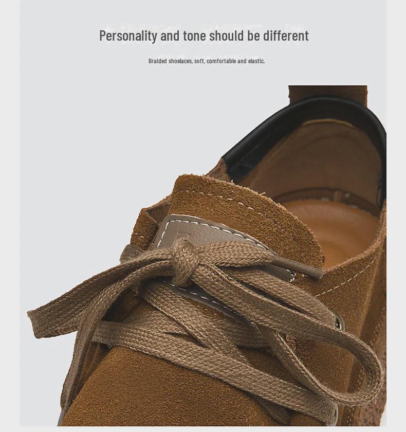 Европейские мужские повседневные замшевые туфли на шнуровке с толстой резиновой подошвой - новый тренд