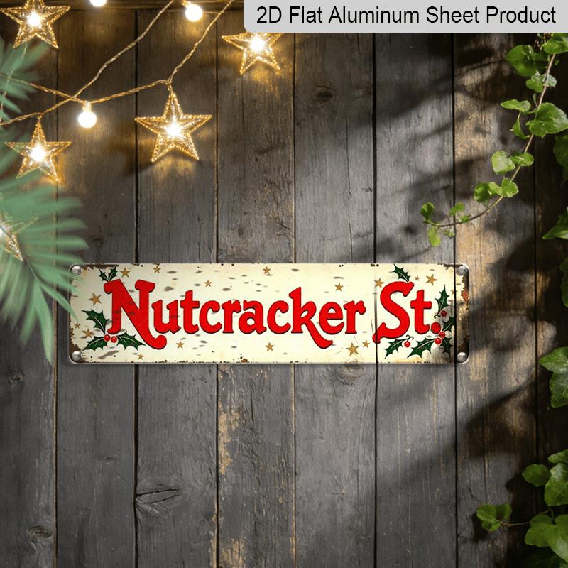 2D Flat 1pc, 15.7×3.94inch Metal Sign, Aluminum Decorative Sign, Featuring A Vintage Christmas Nutcracker Design. This Metal Wall Art Is Perfect