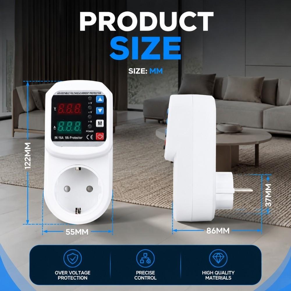 Adjustable Current Protector Socket 16A Surge Protection Socket Voltage Protector Socket Home Use