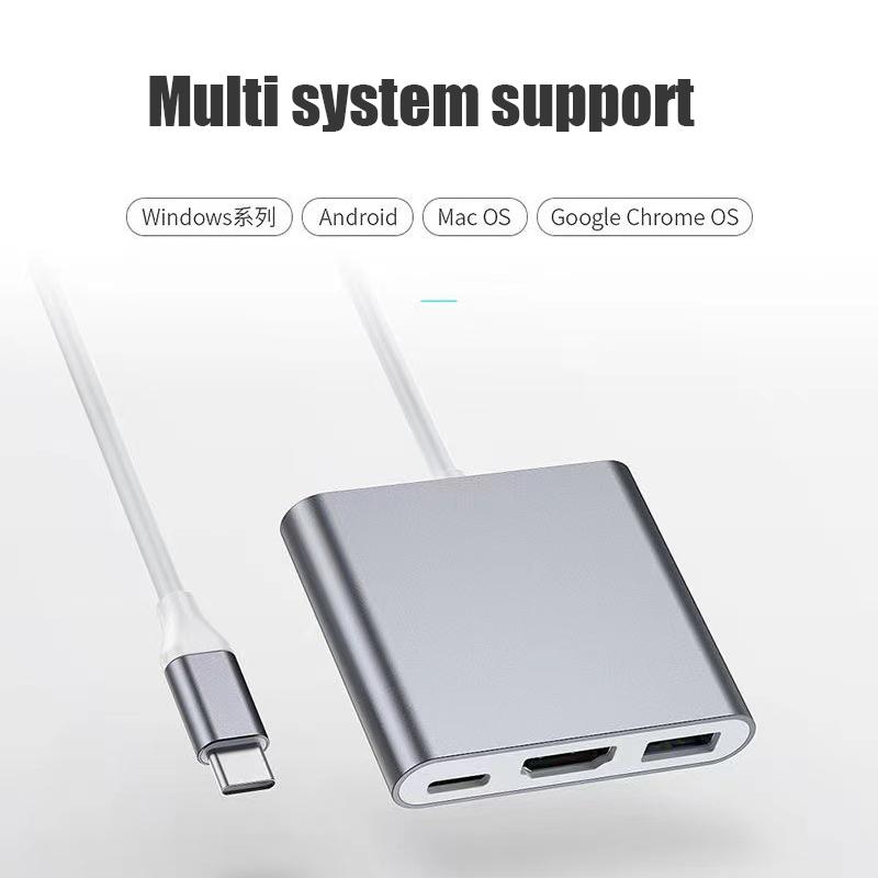 Кабель-конвертер USB-C - HDMI 3 в 1 для Samsung Huawei iPad Mac USB 3.0 USB C - HDMI Male - Female 4K USB 3.0 Кабель-адаптер