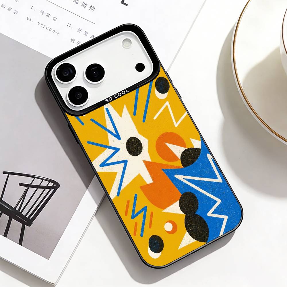 Модный Абстрактный Чехол для Телефона Для iPhone17,16,15,14,13,12,Pro Max Черный Цветной Чехол для Телефона