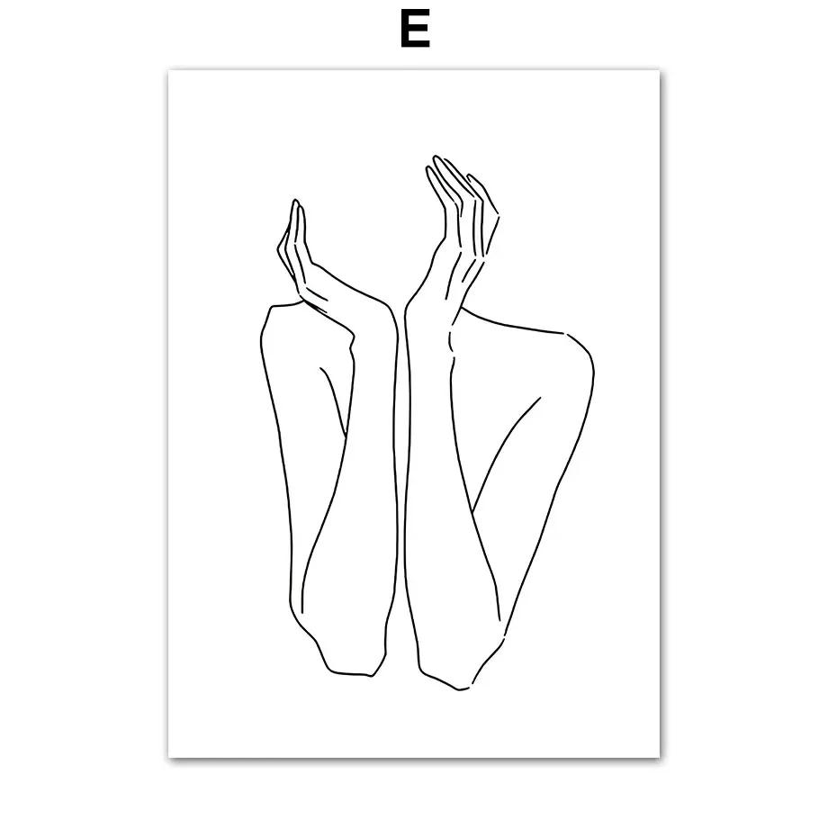 Абстрактные линии лица женщины минималистская настенная живопись холст скандинавские постеры и принты настенные картины для гостиной домашний декор