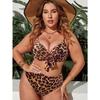 Sexy High Waist Plus Size Bikini Sets Leopard Dot Print Swimwear Women 2025 New Swimsuit Deep-V Bathing Suit Brazilian Biquini
