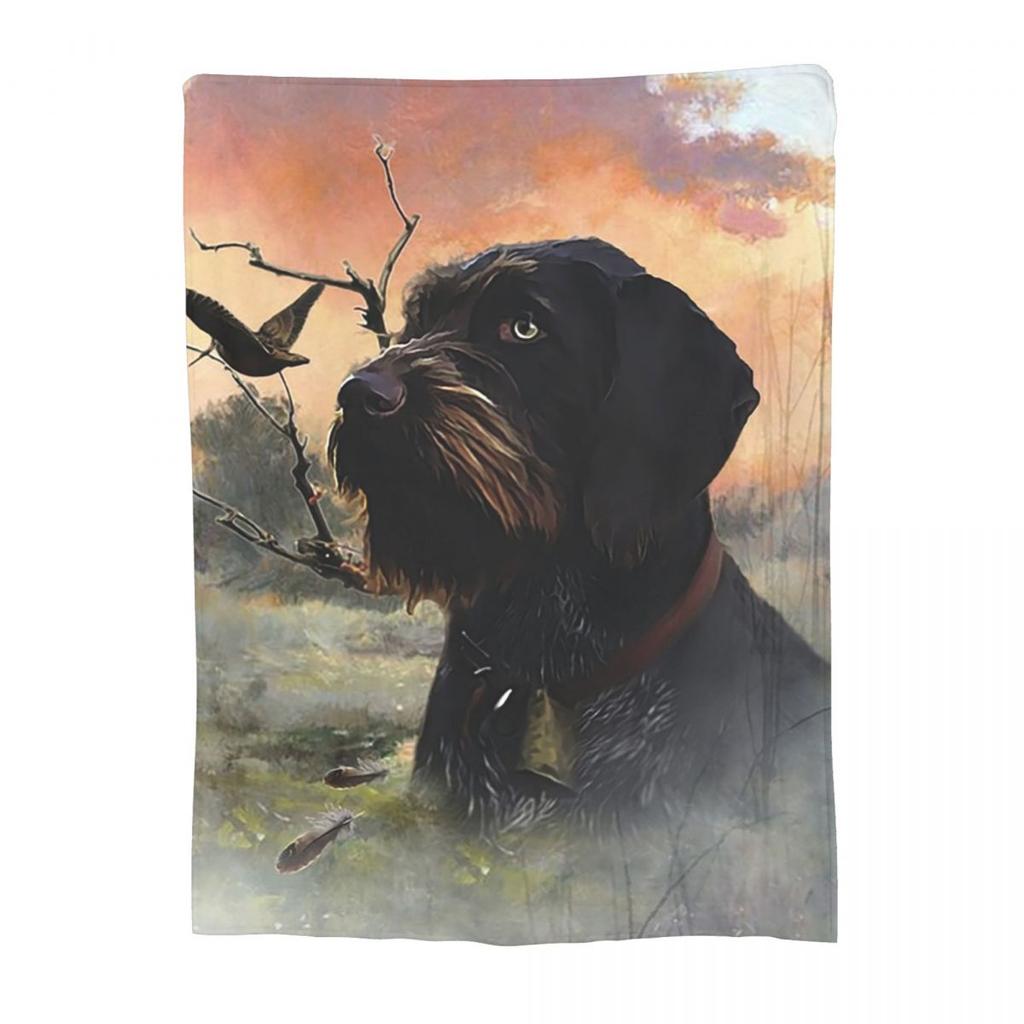 German Wirehaired Pointers Gundogs Blankets Soft Warm Flannel Throw Blanket Bedspread for Bed Living room Picnic Travel Home
