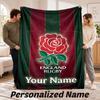 England Rugby Personalized Flannel Blanket Custom Name Text Soft Throw Blanket Home Decor