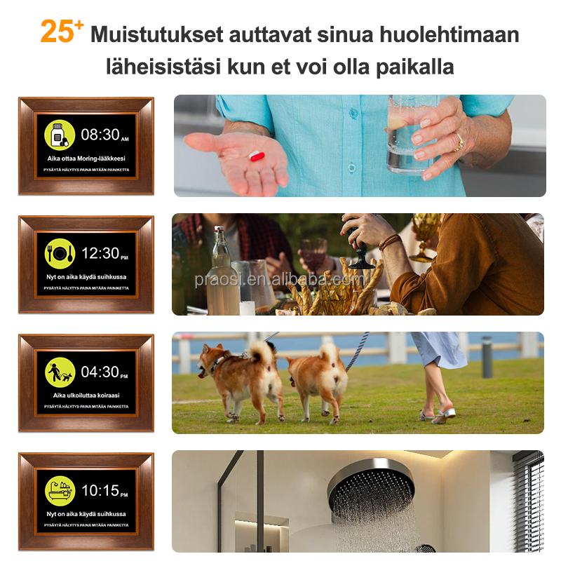 Finnish Language Reminder Memory Loss 10 Inch Wood Digital Calendar Day Clock Alarm for Dementia or Alzheimer Elderly Seniors