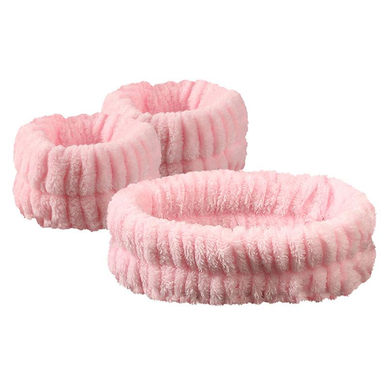 Headband Wrist Strap Set Women'S Face Washing Cuffs Wet Wrist Strap Absorbent Plush Quick Drying Headband
