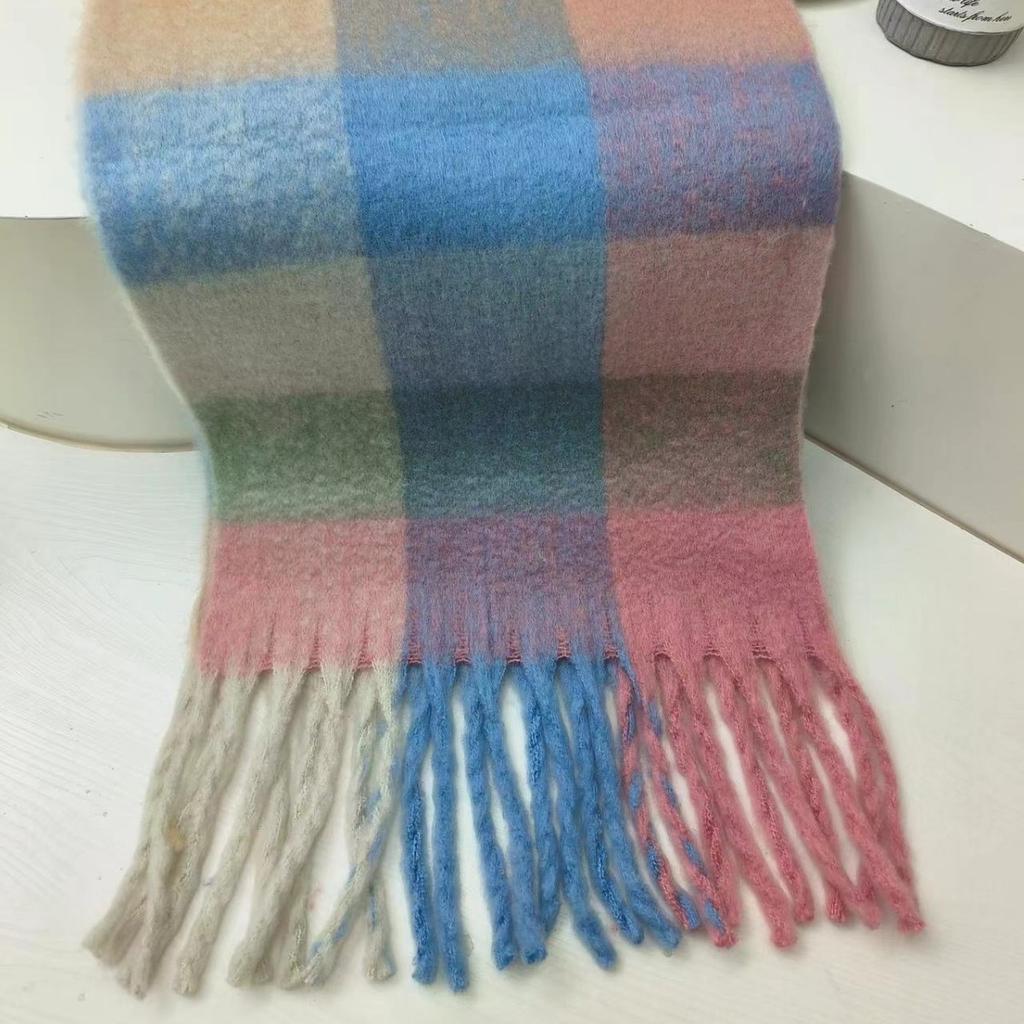 Зимний красочный макарон утолщенный мохер мягкий восковой пушистый шарф осень и зима защита от холода плюшевая шаль шарф